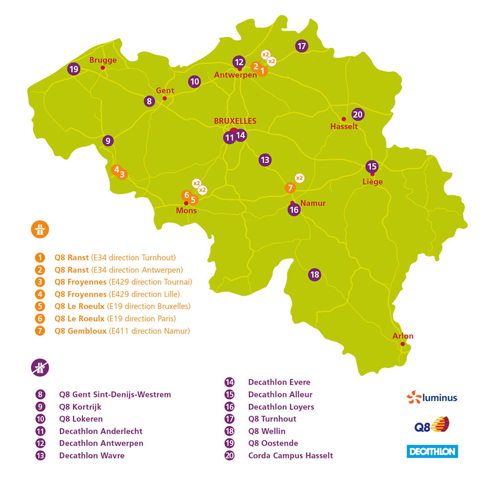 Les principaux réseaux de bornes rapides en Belgique