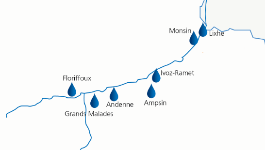 De waterkrachtcentralen van Luminus - map van Ampsin.